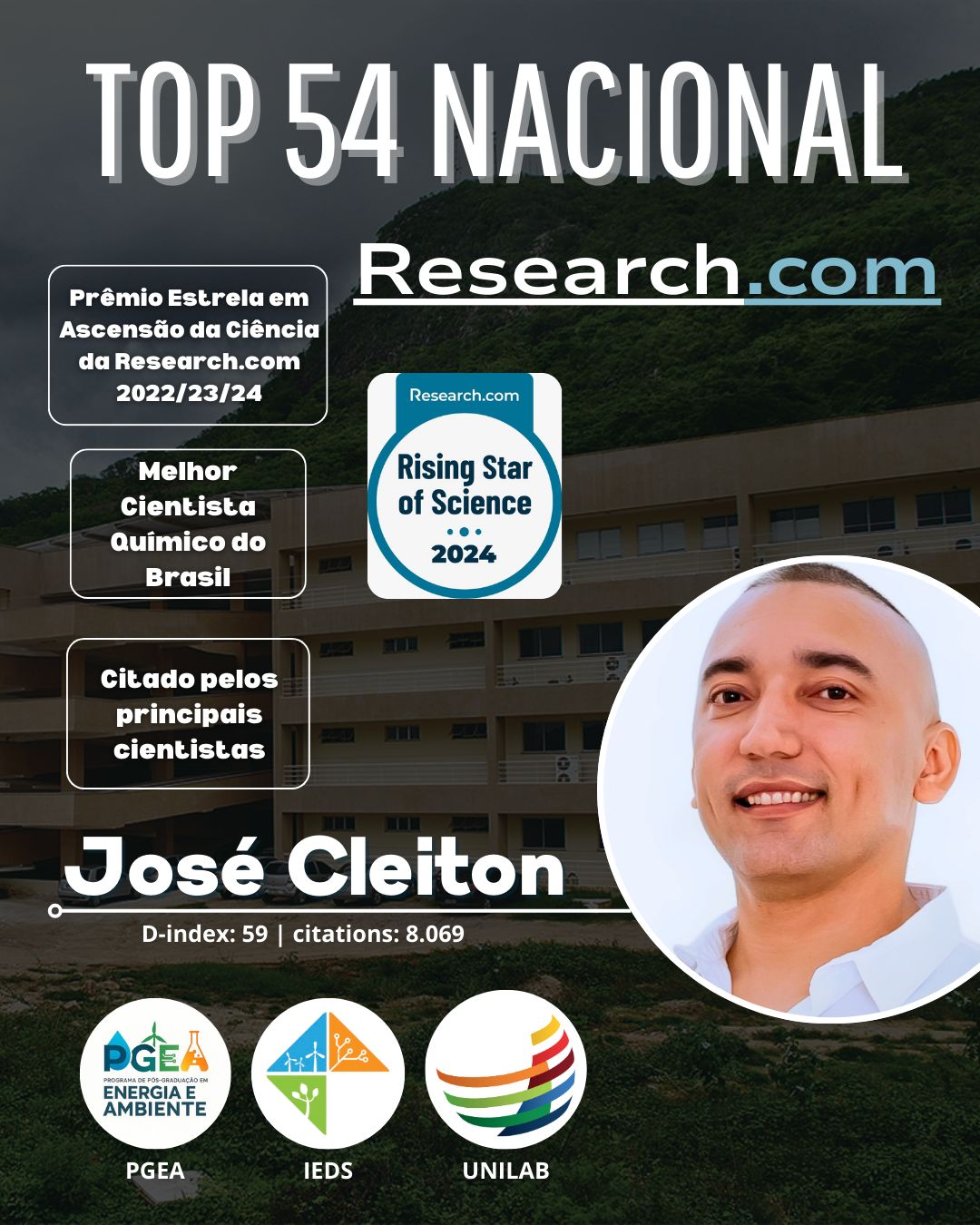 Imagem referente a postagem de título Professor do PGEA/UNILAB, José Cleiton é Reconhecido ent...