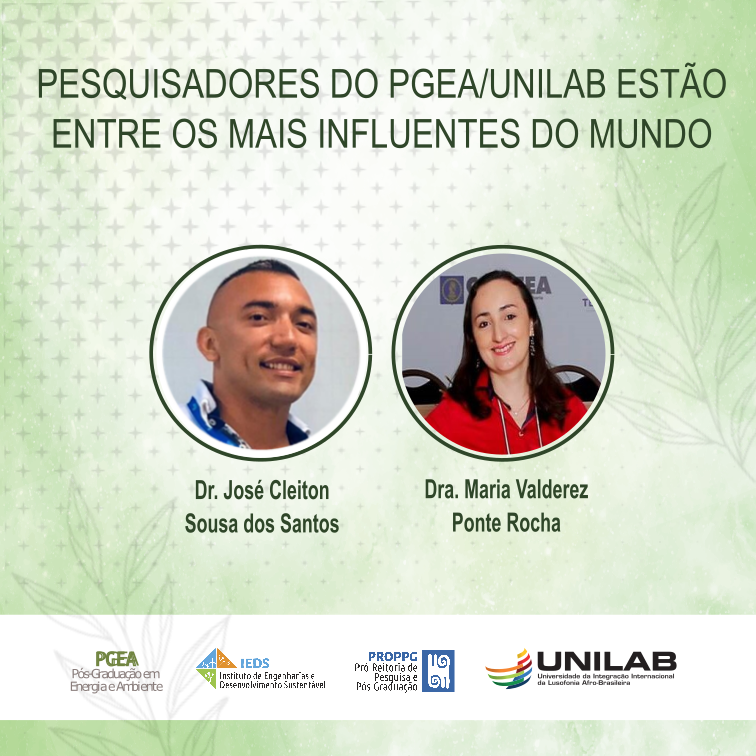 Imagem referente a postagem de título Pesquisadores do PGEA/UNILAB estão entre os mais influen...